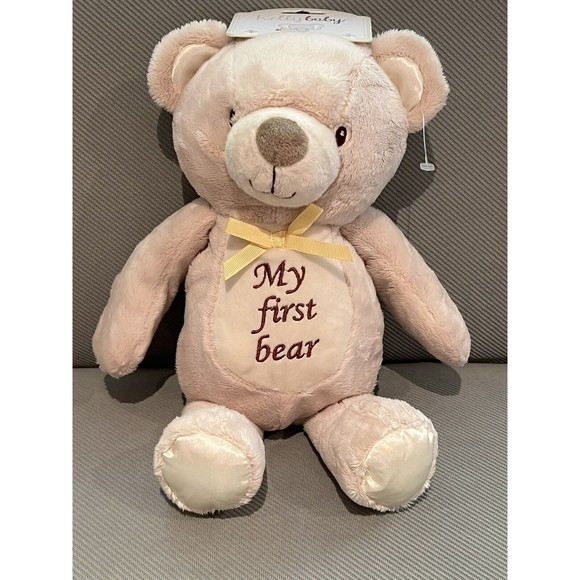 KellyBaby  My First Bear Rattle Toy Classic 14” Oatmeal Color Soft Plush New - Picture 1 of 6